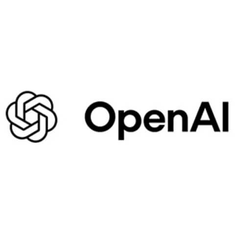 Logo with circular design that includes interlocking arcs with the words OpenAI beside it.