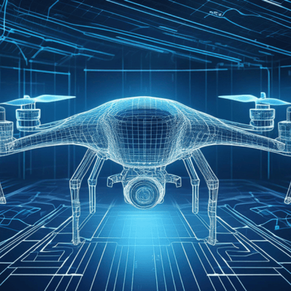 Blueprint rendering of a drone